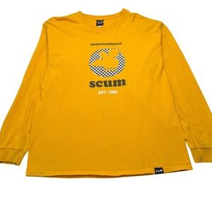 SCUM International Long Sleeve T Shirt Yellow Est 1996 Mouse Logo Graphic Tee